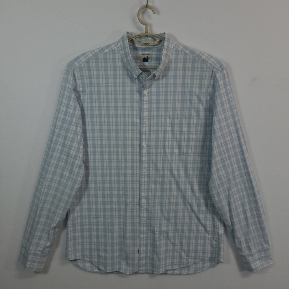 J.Crew Button Down Mens XL Blue Plaid Secret Wash Stretch Slim Fit Shirt